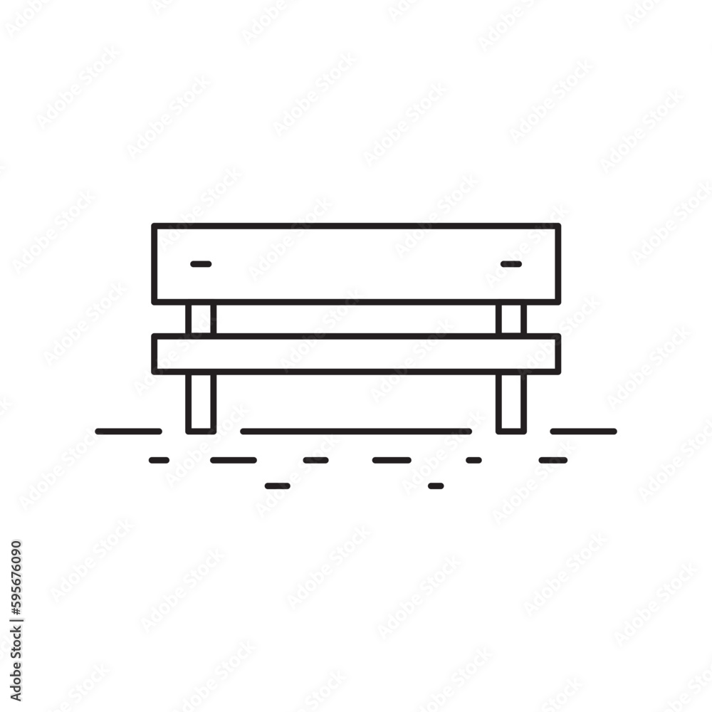 Bench vector line icon. Seat flat sign design. Bench symbol isolated pictogram. UX UI bench icon sign. Linear icon outline symbol Bench vector line icon. Seat flat sign design. Bench symbol isolated pictogram. UX UI bench icon sign. Linear icon outline symbol