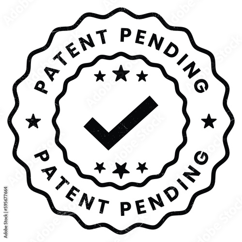 patented stamp vector, patent pending badge, seal, logo, label, emblem, seal, with tick check mark and grunge effect for decision purpose vector illustration black and white
