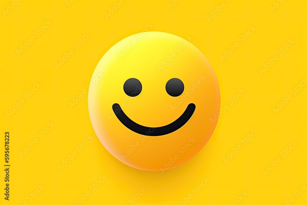 Fototapeta premium yellow smiley face emoticon expressing happiness. Generative AI