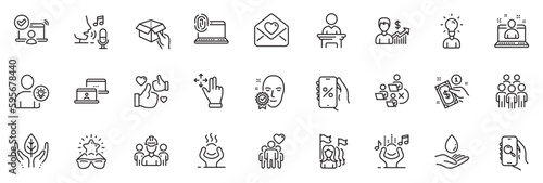 Icons pack as Hold box, Education and Engineering team line icons for app include Friendship, Best manager, Like outline thin icon web set. Payment method, Move gesture, Best glasses pictogram. Vector