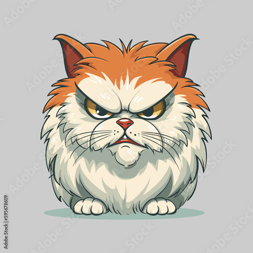 Angry cat vector illustration. Isolated on gray background