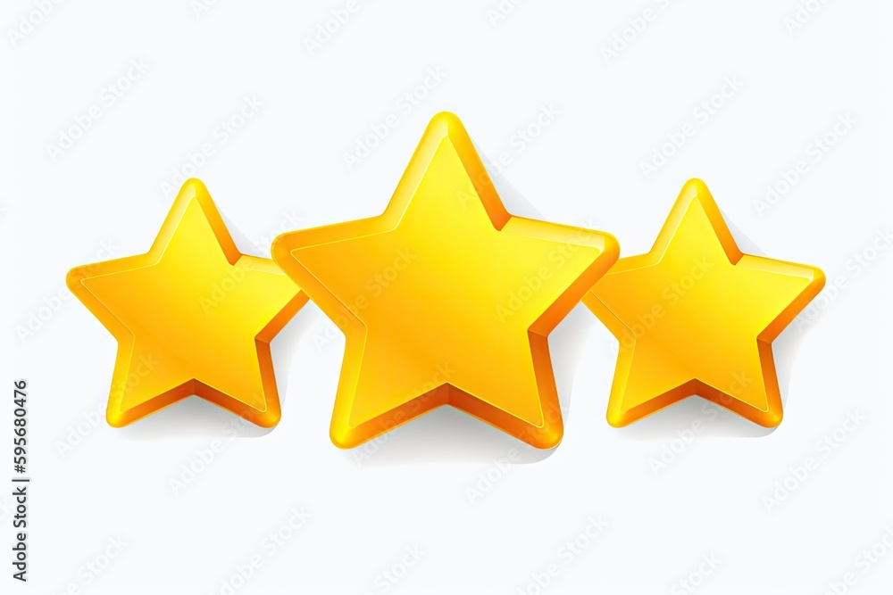 three golden stars on a plain white background. Generative AI three golden stars on a plain white background. Generative AI