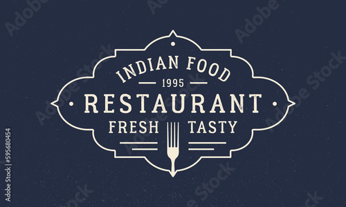 Indian Restaurant vintage logo, poster. Vector illustration
