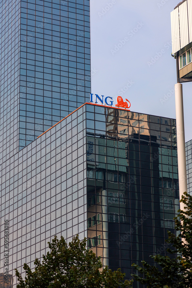Rotterdam Headquarters and the logo of ING Bank, an international Dutch  banking group, Rotterdam, the Netherlands Stock Photo | Adobe Stock