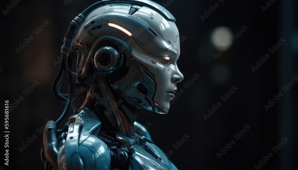 Robot android woman. Generative AI Robot android woman. Generative AI