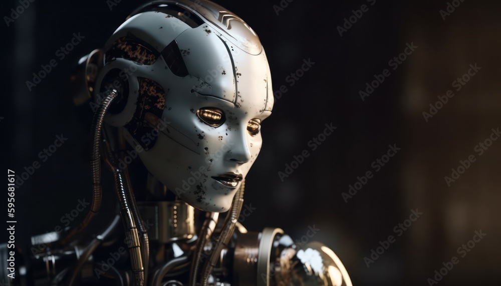 Robot android woman. Generative AI Robot android woman. Generative AI