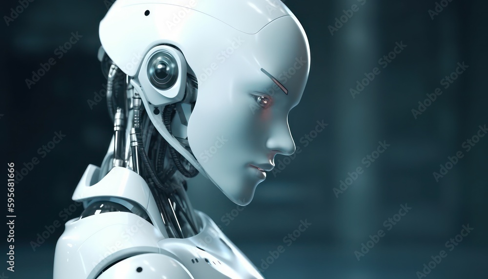 Robot android woman. Generative AI Robot android woman. Generative AI