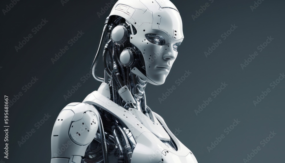 Robot android woman. Generative AI Robot android woman. Generative AI