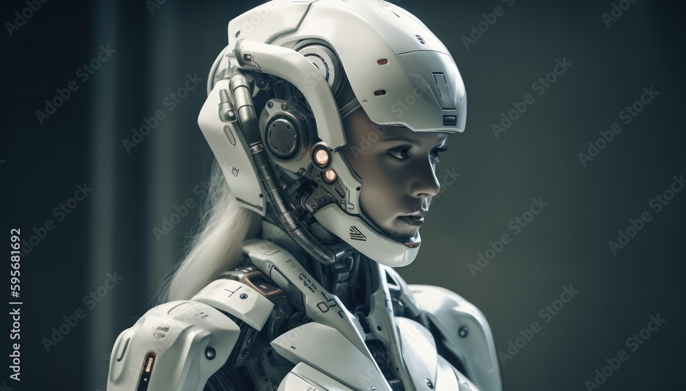 Robot android woman. Generative AI Robot android woman. Generative AI