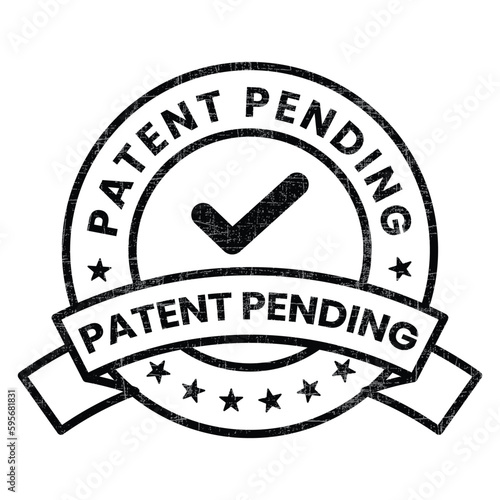patented stamp vector, patent pending badge, seal, logo, label, emblem, seal, with tick check mark and grunge effect for decision purpose vector illustration black and white