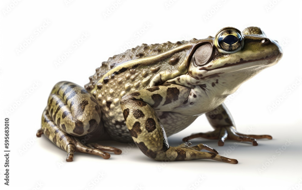 Fototapeta premium A green frog or toad on a white background Generative AI