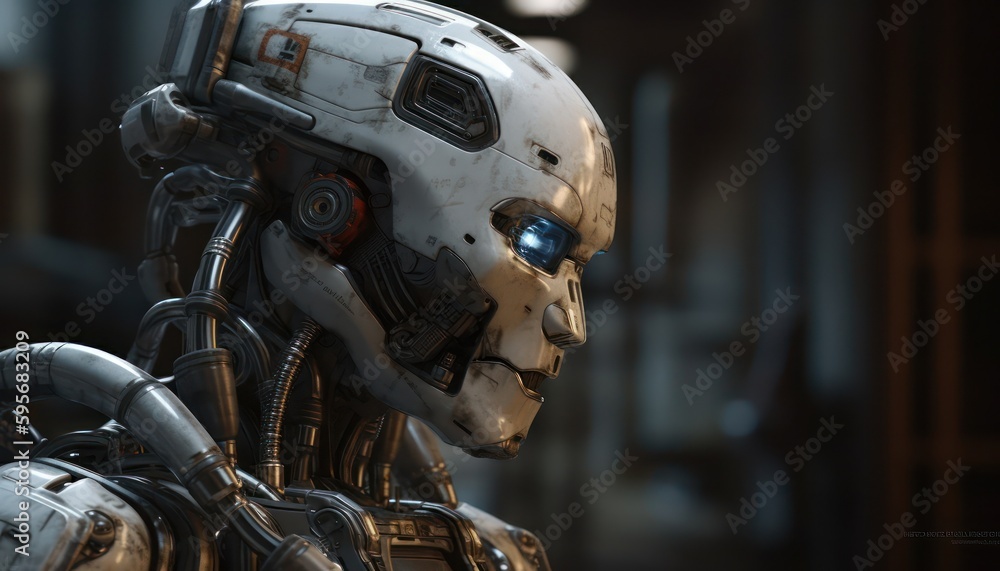 Thinking detaile realistic robot. Generative AI Thinking detaile realistic robot. Generative AI