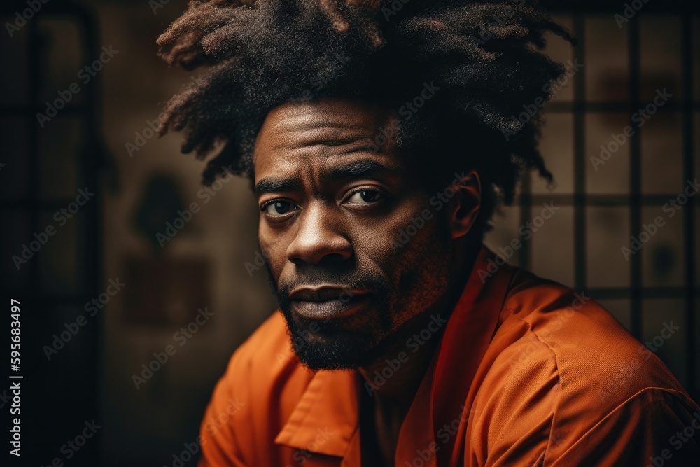 Prisoner in an Orange Suit sitting in prison. Generative Ai Prisoner in an Orange Suit sitting in prison. Generative Ai