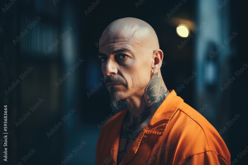 Prisoner in an Orange Suit sitting in prison. Generative Ai Prisoner in an Orange Suit sitting in prison. Generative Ai