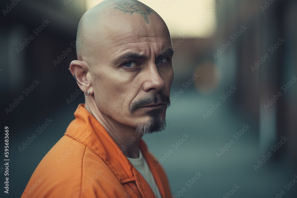Prisoner in an Orange Suit sitting in prison. Generative Ai Prisoner in an Orange Suit sitting in prison. Generative Ai
