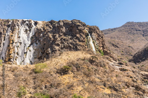 Wadi Darbat Valley, one of the most beautiful and picturesque places of nature in the Dhofar region in the Sultanate of Oman.