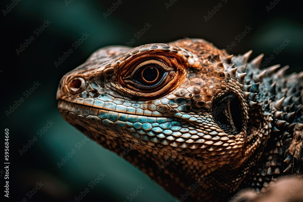 Lizard, closeup animal created with Generative AI Lizard, closeup animal created with Generative AI
