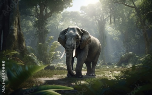 An elephant in the jungle background ai generated