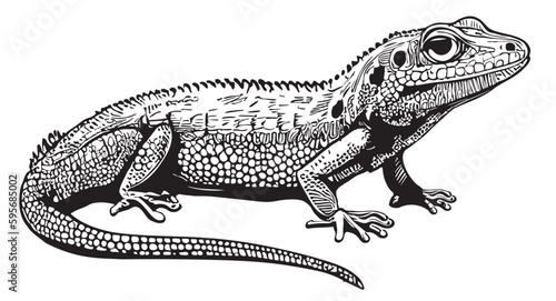 Lizard crawling sketch hand drawn in doodle style