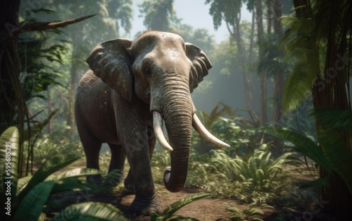 An elephant in the jungle background ai generated