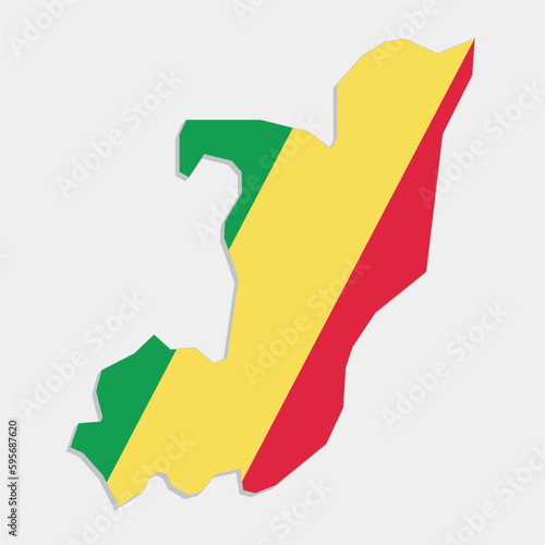congo map with flag on gray background