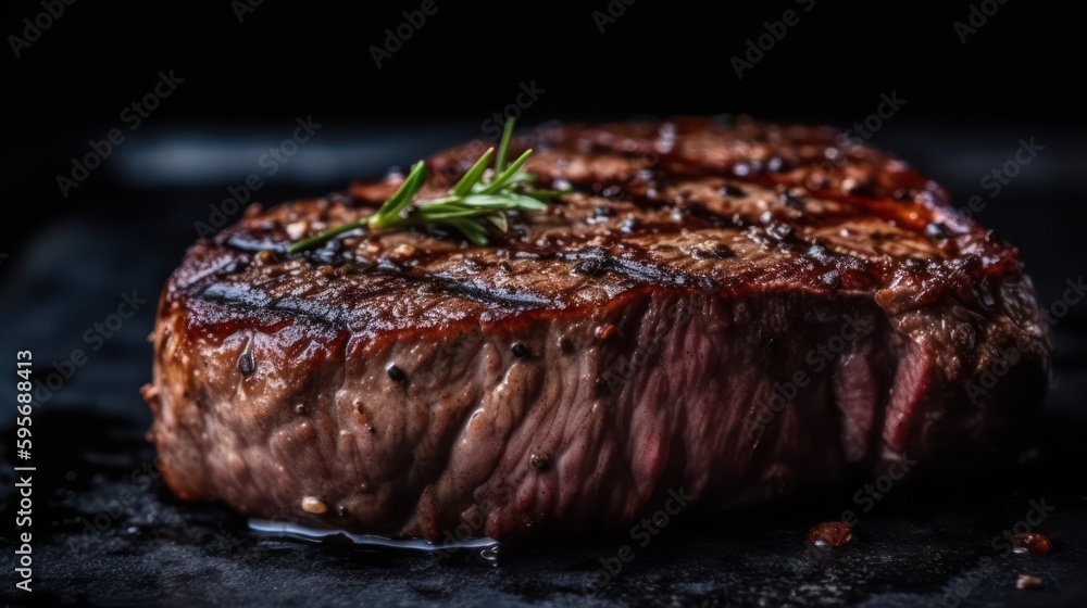 Beef steak is grille. Generative AI