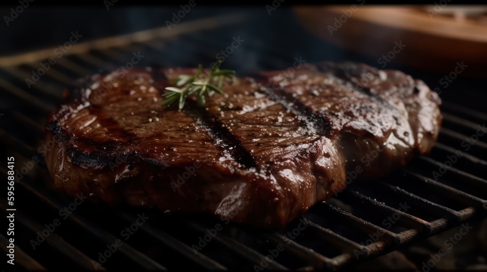 Beef steak is grille. Generative AI