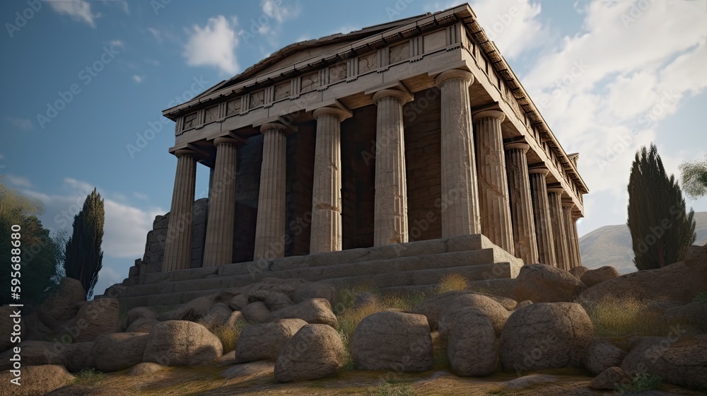 Obraz premium A Greek temple or ruins symbolizing the country's ancient history. Generative AI