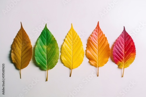 illustration  rainbow colored autumn leaves  ai generative