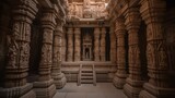 A Jain temple with intricate carvings in India. Generative AI