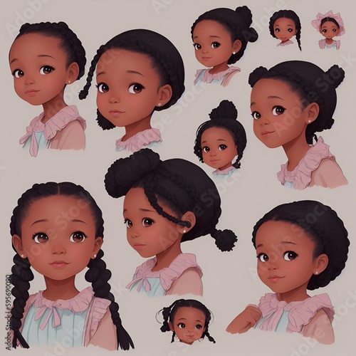 a little black girl with a long french braid (ID: 595690090)