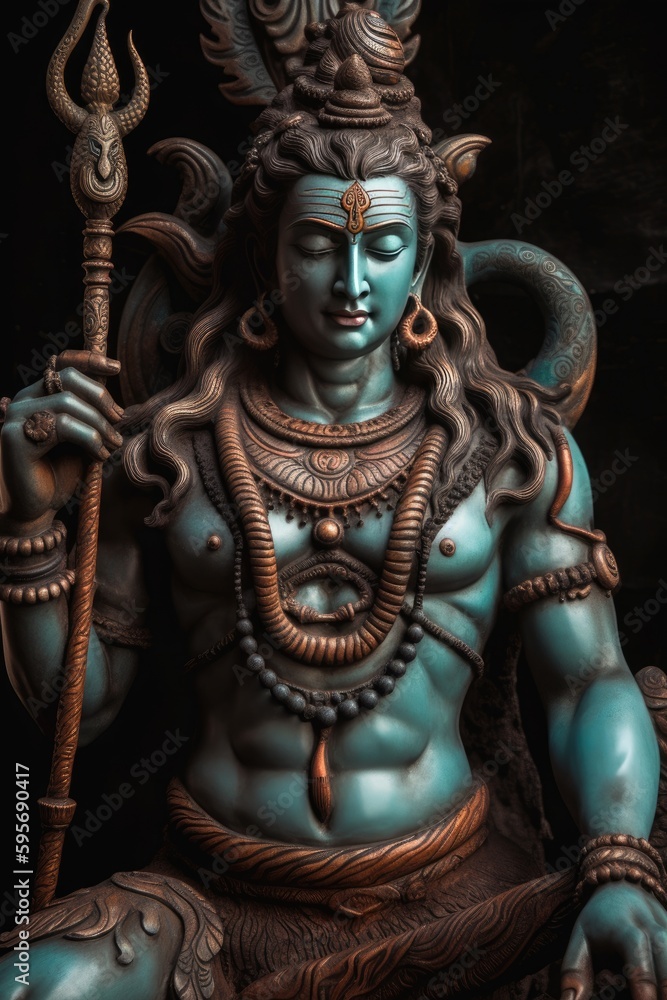 A statue of the god Shiva is one of the main deities in Hinduism. Generative AI