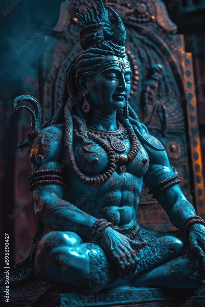 A statue of the god Shiva is one of the main deities in Hindu. Generative AI