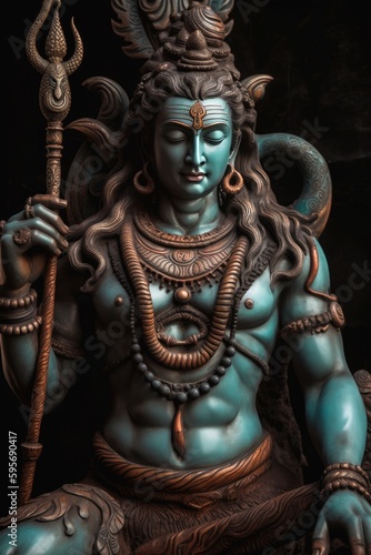 A statue of the god Shiva is one of the main deities in Hinduism. Generative AI
