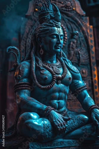 A statue of the god Shiva is one of the main deities in Hindu. Generative AI