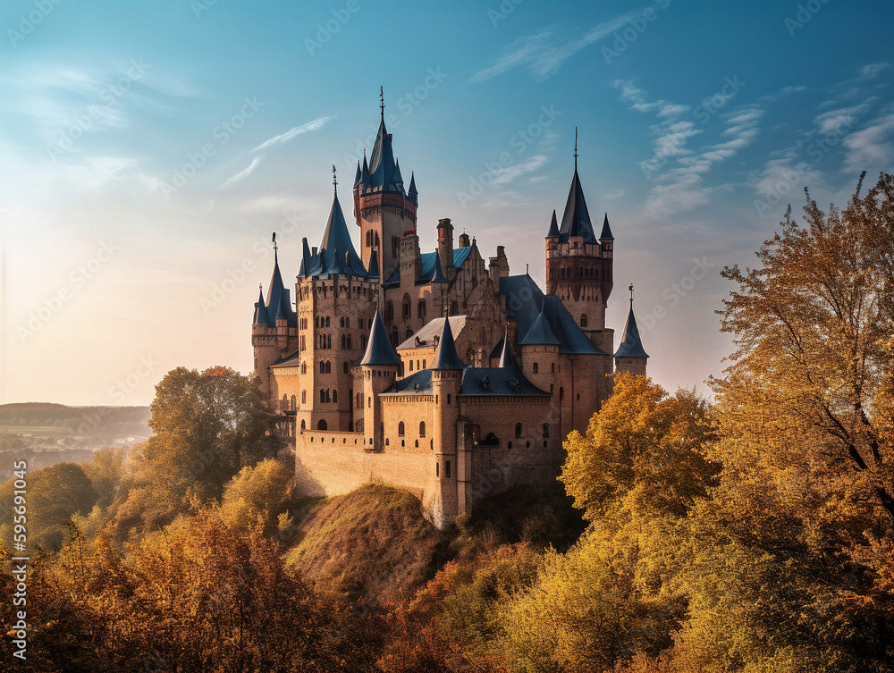 Fototapeta premium A Romantic German Castle - generative ai