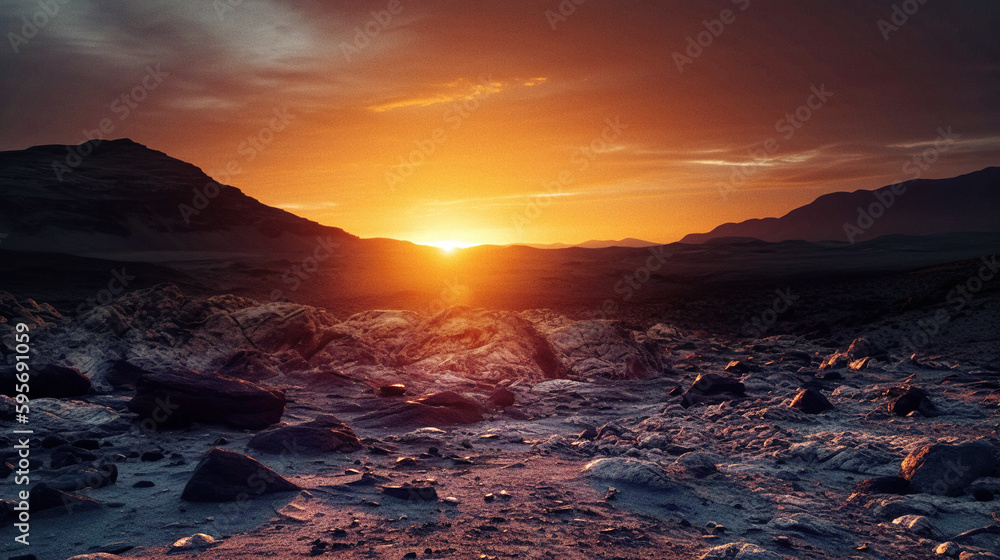 A Martian Landscape at Sunset - generative ai