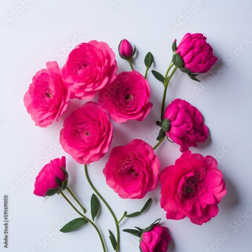Pink Bouquet of Roses isolated on white backround, ai generated photo