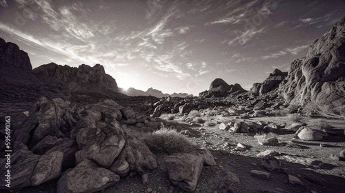 Black and White Photo of a Martian Landscape - generative ai