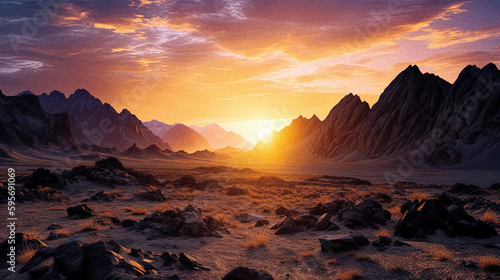 A Martian Landscape at Sunset - generative ai