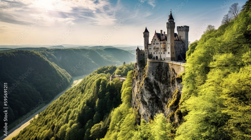 A Romantic German Castle Perched - generative ai