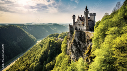 A Romantic German Castle Perched - generative ai
