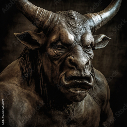 A Sculpture Portrait of the Minotaur - generative ai