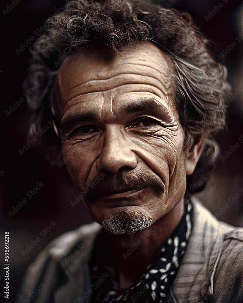 The Serene Wisdom of Middle Age, Portrait of a man - generative AI The Serene Wisdom of Middle Age, Portrait of a man - generative AI