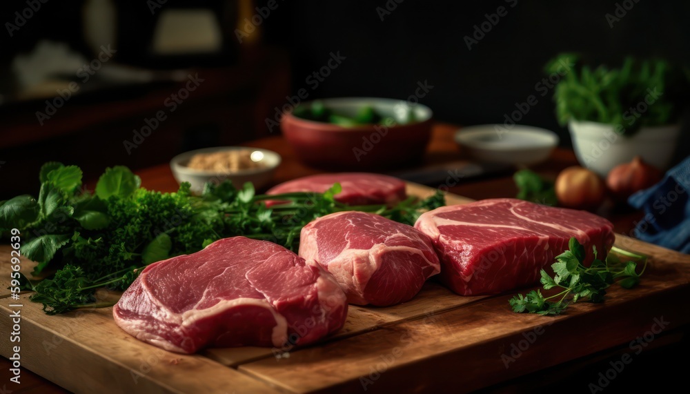 Fresh raw meat. Generative AI