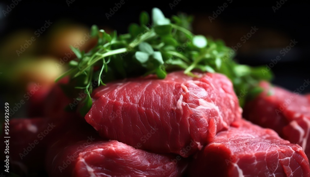 Fresh raw beef. Generative AI