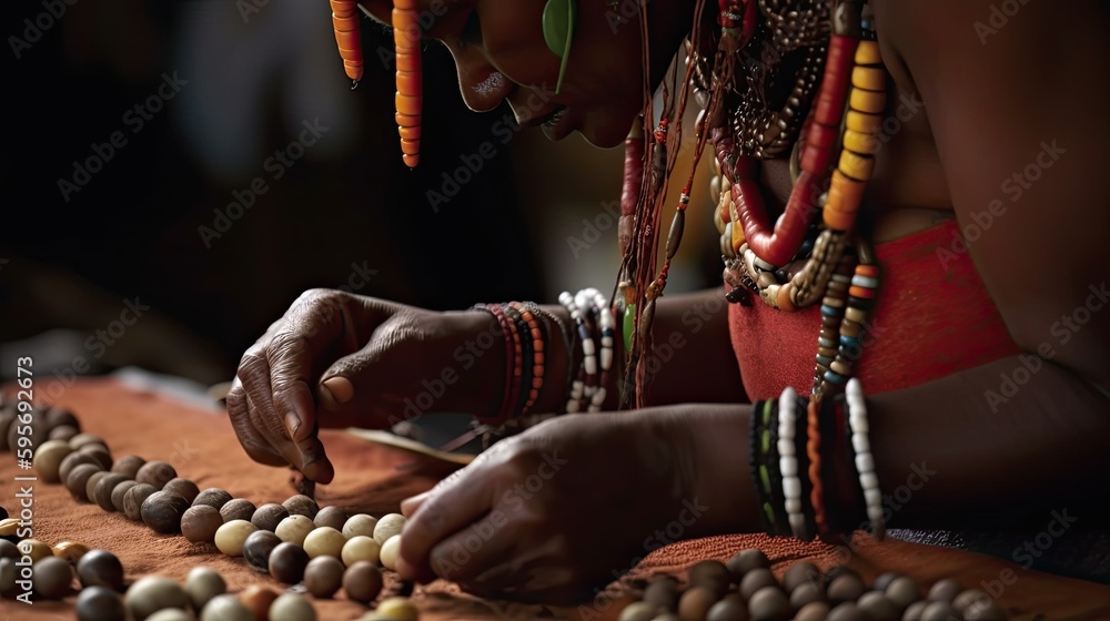 A traditionally dressed person making jewelry, Generative AI - obrazy, fototapety, plakaty 