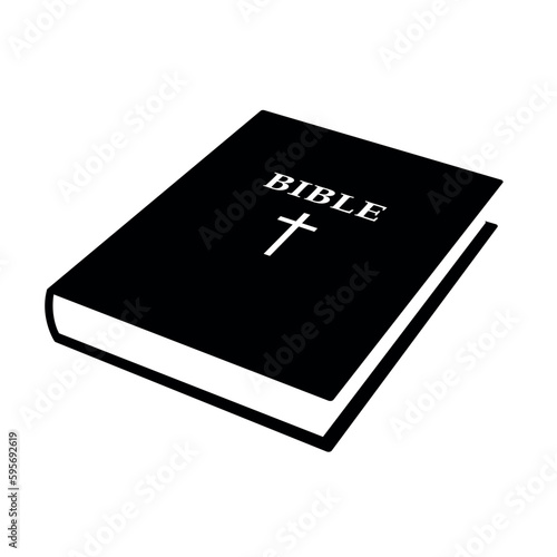 Holy bible - black and white closed book vector illustration isolated on white