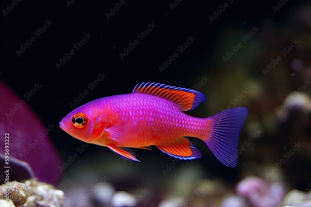 colorful fish swimming in an aquarium. Generative AI colorful fish swimming in an aquarium. Generative AI