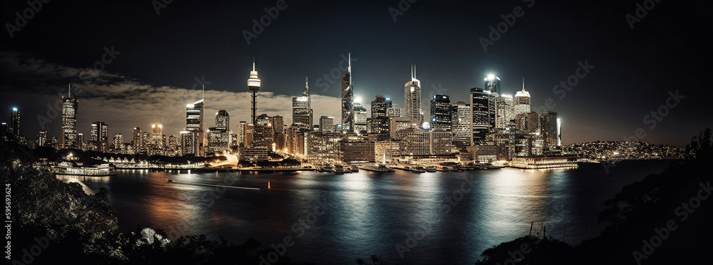 Fototapeta premium Beautiful nighttime cityscape of Sydney - generative ai